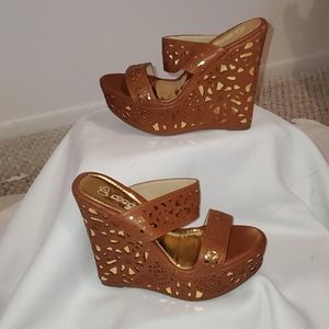 DbDk fashion wedges size 6.5 brown gold heels